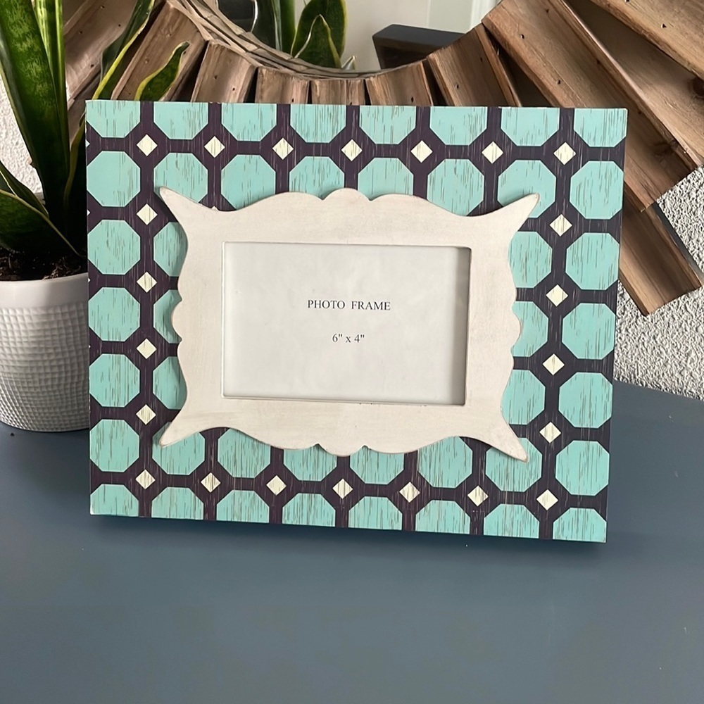 Navy blue and teal/aqua 4x6 photo frame